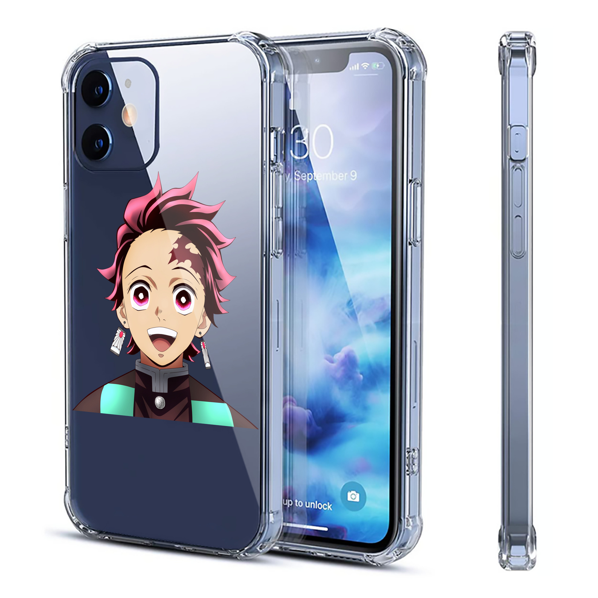 （画像用） 鬼滅の刃 竈門 炭治郎／かまど たんじろう Kamado Tanjirou 【iPhone 12シリーズ対応】透明スマホケース（クリアソフトケース）